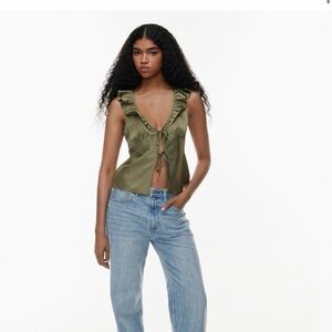 Aritzia Wilfred Tonka Blouse Bosana Green Size S NWT